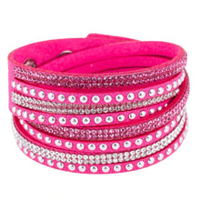 Load image into Gallery viewer, Unisex Paved Leather Rhinestone Bangle Wrap Adjustable Bracelets