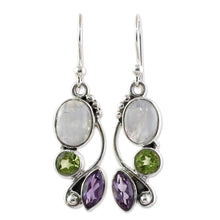Load image into Gallery viewer, Ladies Vintage 925 Silver Clear Moonstone Leaf Spiral Drop Dangle Hook Earrings