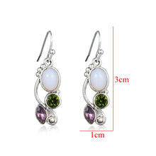 Load image into Gallery viewer, Ladies Vintage 925 Silver Clear Moonstone Leaf Spiral Drop Dangle Hook Earrings