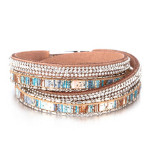 Load image into Gallery viewer, Ladies Vintage Boho Leather Rhinestone Multiple Layered Double Wrap Bracelet