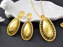 Load image into Gallery viewer, Ladies Elegant Gold Filled Oval Great Wall Cutout Smooth Pendant & Earring Set