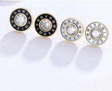 Load image into Gallery viewer, Unisex Gold Anti Allergy Titanium Stainless Steel Roman Numeral Stud Earrings
