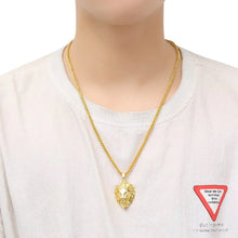 Load image into Gallery viewer, Gold Plated Lion Head Clear Gemstone Medusa Pendant Twist Chain Necklace