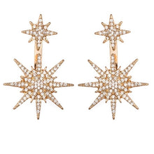 Load image into Gallery viewer, Ladies Crystal Rhinestone Big Double Six-pointed Star Earrings