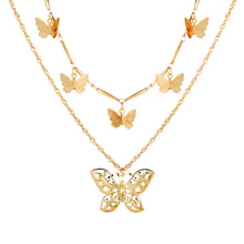 Load image into Gallery viewer, Gold Butterfly Charms MultiLayer Choker CutOut Butterfly Pendant Necklace