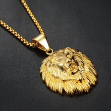 Load image into Gallery viewer, Unisex Gold Plated Hairy Lion Head Medusa Pendant & Chain