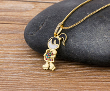 Load image into Gallery viewer, Ladies Girls MiniGirl Bow Hair Cute Crystal Pendant & Chain Necklace