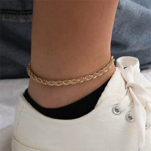 Load image into Gallery viewer, Ladies Gold Plated 316L Stainless Steel Twisted Rope Anklets