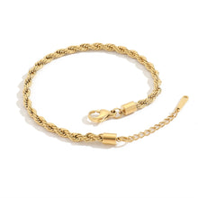 Load image into Gallery viewer, Ladies Gold Plated 316L Stainless Steel Twisted Rope Anklets
