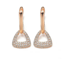 Load image into Gallery viewer, Ladies Luxury Copper Inlaid Crystal Geometric Triangle Interlock Drop Earrings
