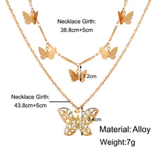 Load image into Gallery viewer, Gold Butterfly Charms MultiLayer Choker CutOut Butterfly Pendant Necklace