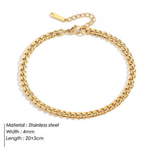 Load image into Gallery viewer, Ladies Gold 316L Stainless Steel Cuban Foot Curb Chain Anklets
