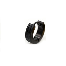 Load image into Gallery viewer, Unisex Black Three Bars Frosted Sand Brush Creole earrings