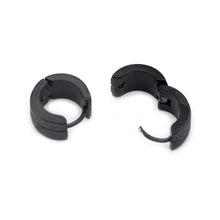 Load image into Gallery viewer, Unisex Black Three Bars Frosted Sand Brush Creole earrings