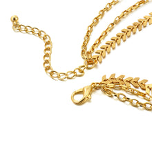 Load image into Gallery viewer, Ladies Gold 3Tier Multi Layer Sun Cutout Wall Choker Wheat Chain Party Necklace