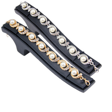 Load image into Gallery viewer, Ladies Simulated Pearl Crystal Twirl Link Adjustable Bracelet