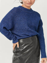 Load image into Gallery viewer, Ladies Blue Elvira Wool Blend Ribbed Knit Jumper