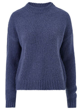 Load image into Gallery viewer, Ladies Blue Petronella Wool Blend Ribbed Knit Jumper