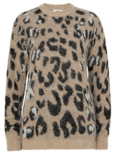 Load image into Gallery viewer, Ladies Beige Wool Blend Animal Print Knitted Jumper