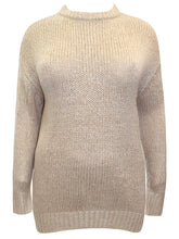 Load image into Gallery viewer, Ladies Beige Red Chunky Knitted Long Sleeve Plus Size Jumpers