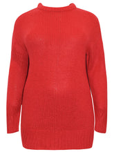 Load image into Gallery viewer, Ladies Beige Red Chunky Knitted Long Sleeve Plus Size Jumpers