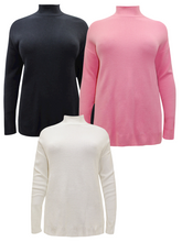 Load image into Gallery viewer, Pink Black Ivory High Neck Thick Soft Knit Plus Size Jumpers