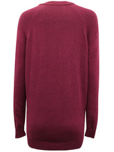 Load image into Gallery viewer, Ladies Claret Soft Knit Button Down Ribbed V Neck Cardigan