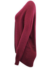 Load image into Gallery viewer, Ladies Claret Soft Knit Button Down Ribbed V Neck Cardigan