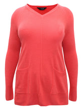 Load image into Gallery viewer, Ladies Curve Front Seam Pockets Soft Knit Plus Size Jumpers

