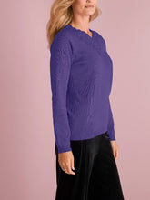 Load image into Gallery viewer, Ladies Lily Ella Purple Crochet Lace V-neck Cotton Jumper
