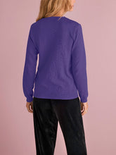 Load image into Gallery viewer, Ladies Lily Ella Purple Crochet Lace V-neck Cotton Jumper