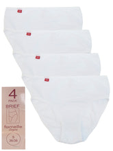 Load image into Gallery viewer, Ladies Famelle White 4-Pack Cotton Rich Full Briefs