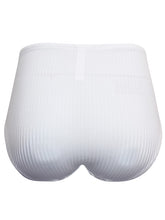 Load image into Gallery viewer, Ladies White Stripe Full Briefs Lace Insert Midi Knickers
