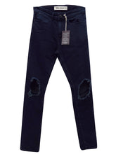 Load image into Gallery viewer, Navy Morrow Ripped Open Knee Skinny Fit Denim Jeans