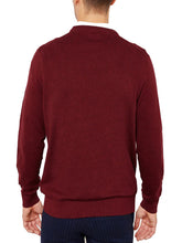 Load image into Gallery viewer, Men Dark Red Cotton Blend Crew Neck Knitted Jumper