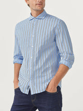 Load image into Gallery viewer, Mens Blue Big & Tall Pure Cotton Woven Striped Shirt