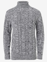 Load image into Gallery viewer, Mens Grey Marl Cotton Ribbed Knit Roll Neck Jumper