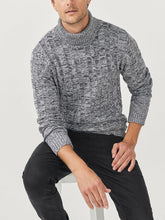 Load image into Gallery viewer, Mens Grey Marl Cotton Ribbed Knit Roll Neck Jumper
