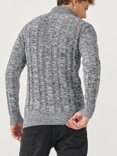 Load image into Gallery viewer, Mens Grey Marl Cotton Ribbed Knit Roll Neck Jumper