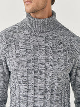 Load image into Gallery viewer, Mens Grey Marl Cotton Ribbed Knit Roll Neck Jumper
