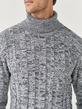 Load image into Gallery viewer, Mens Grey Marl Cotton Ribbed Knit Roll Neck Jumper