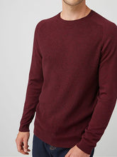 Load image into Gallery viewer, Mens Burgundy Cotton Rich Soft Knit Textured Crew Neck Long Sleeve Jumper