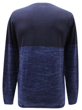 Load image into Gallery viewer, Mens Navy & Blue Brush Color Block Crew Neck Cotton Jumpers