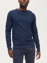 Load image into Gallery viewer, Mens Navy Blue Felix Cotton Crew Neck Long Sleeve Knitted Jumper