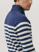 Load image into Gallery viewer, Mens Big &amp;Tall Navy &amp; White Striped Shawl Buttoned Collared jumpers
