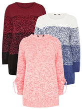 Load image into Gallery viewer, Coral Navy & Red Marl Soft Knitted Plus Size Jumpers
