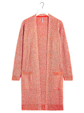 Load image into Gallery viewer, Ladies Orange Marl Open Longline Fisherman Ribbed Pocket Plus Size Cardigan
