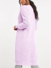 Load image into Gallery viewer, Ladies Pink Open Front Longline Fishermen Ribbed Patch Pocket Plus Size Cardigan