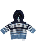 Load image into Gallery viewer, Baby Boys Navy & Blue Stripe Thick Cardigan