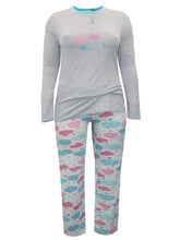 Load image into Gallery viewer, Italian Grey Multi Pure Cotton 'Life is Beautiful' Cloud Print Pyjama Set